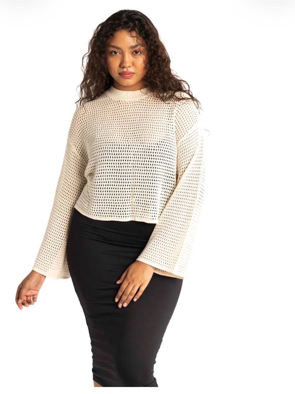 Gyal Bashy Open Knit Cropped Sweater Small boho resort